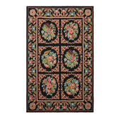 6x9 Black, Rust, Green Color Hand Woven Needlepoint Wool Traditional Oriental Rug